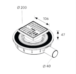 Подов сифон ф40мм, H45мм, 10х10 см, Mini Drain, Bonomini 6310IX40S9 * - Image 3