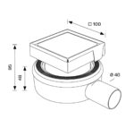 Подов сифон за плочка 10х10 см, ф40мм, H48mm, Micro Drain, Bonomini 60463MXL40S2N - Image 3