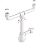 Двоен сифон за кухненска мивка с 2 щуцера, 1″1/2 (1″1/4) x ø 40 (ø 32), Bonomini, FIASCA 1341KP99B0