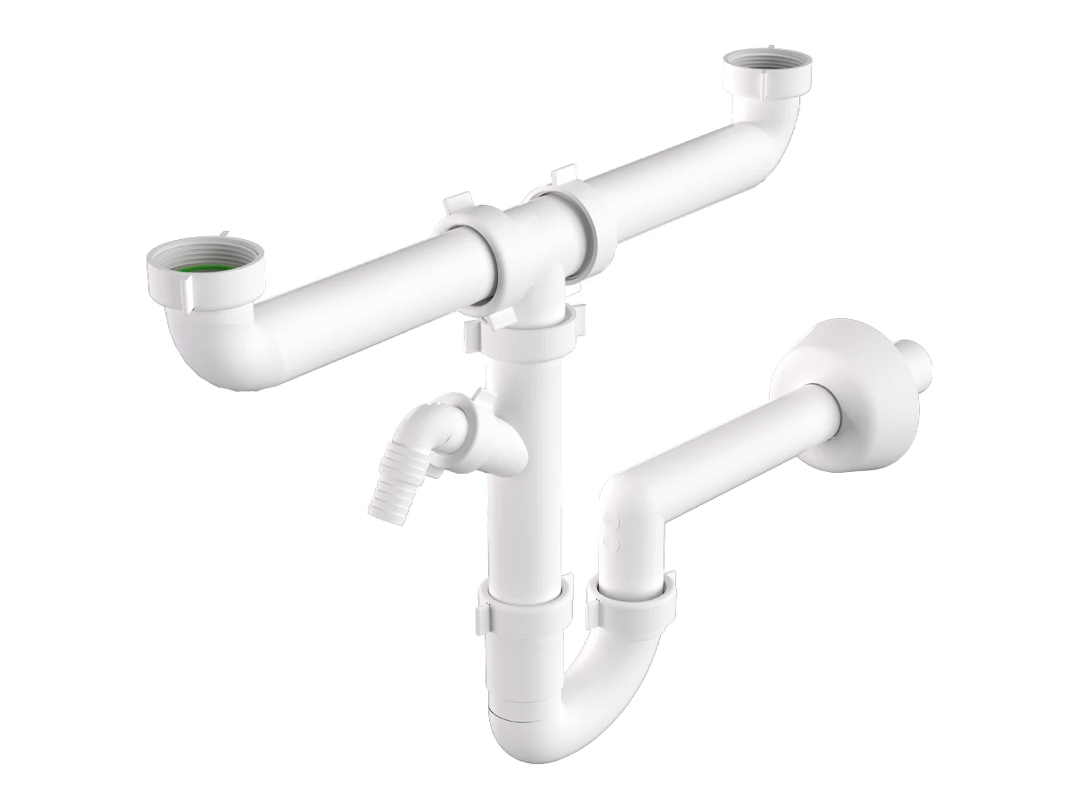 1620KP40B0-2 Сифон за двойна кухненска мивка с щуцер 11/2" x ф40мм, Bonomini 1620KP40B0 * - Image 1