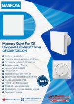 Вентилатор за баня, ф100мм, бял с датчик за влага и таймер 28db(A), Quiet Fan X5 Conceal, Manrose, QF100HTX5CON - Image 11